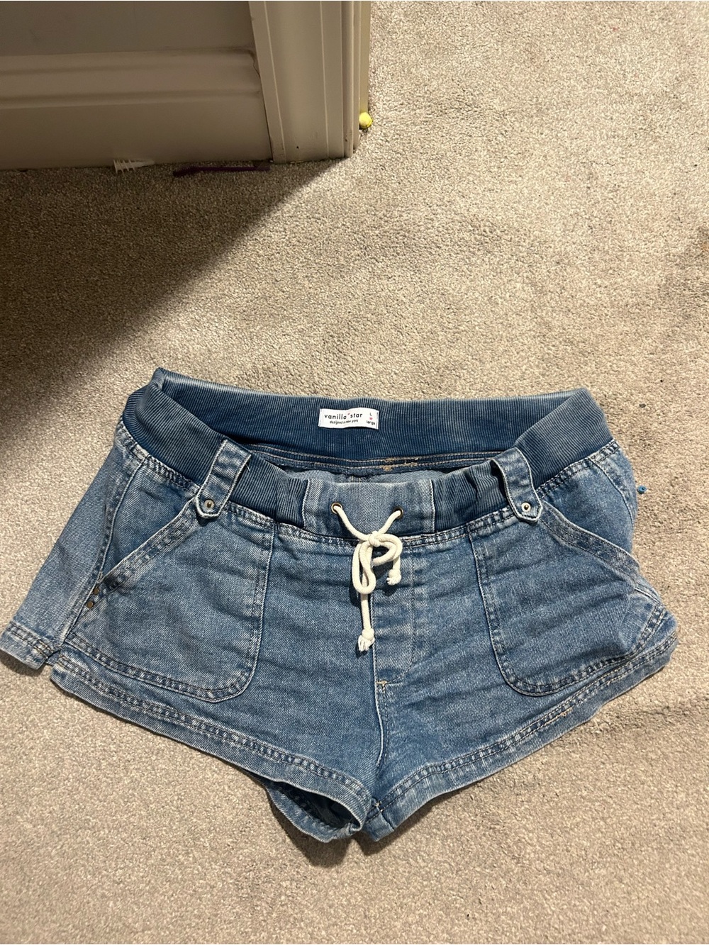 Vanilla Star Blue Denim Drawstring Shorts